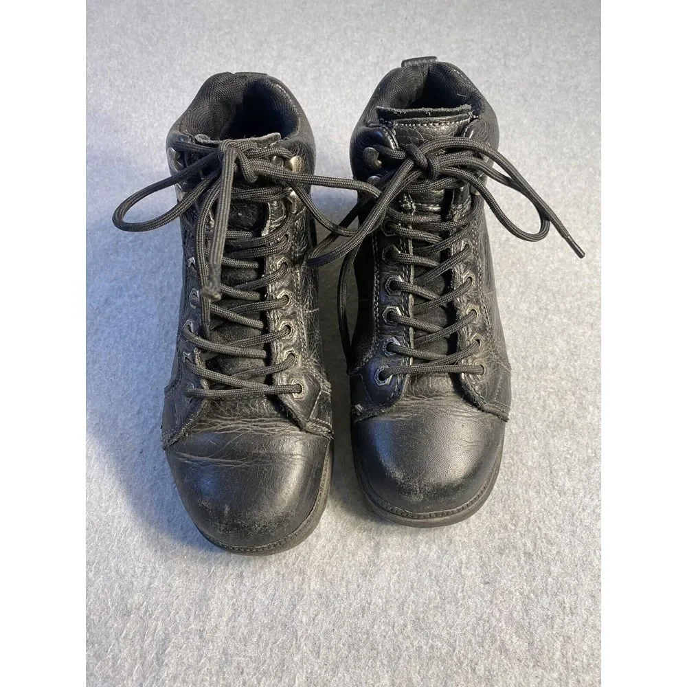 Harley Davidson Womens Tyler Chukka Ankle Boots D84280 Black Leather Size 6-1/2M